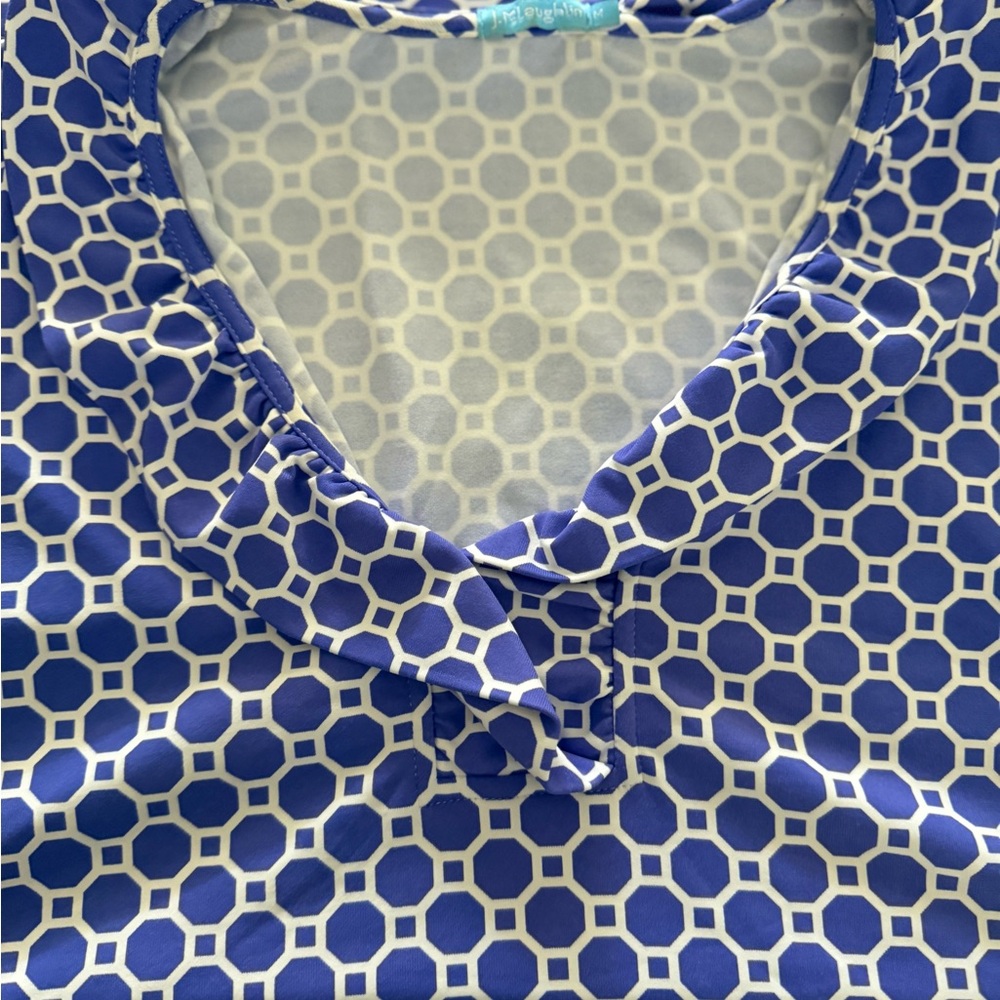 J. Mclaughlin Blue Geometric Patterned Women's To… - image 5